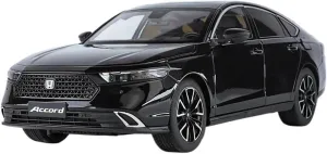 Metal Vehicles Toys 1:18 for Honda Accord 2024 Scale Die-Cast Car Model Sound and Light Car Surprise Toy Home Or Office Décor(Black)