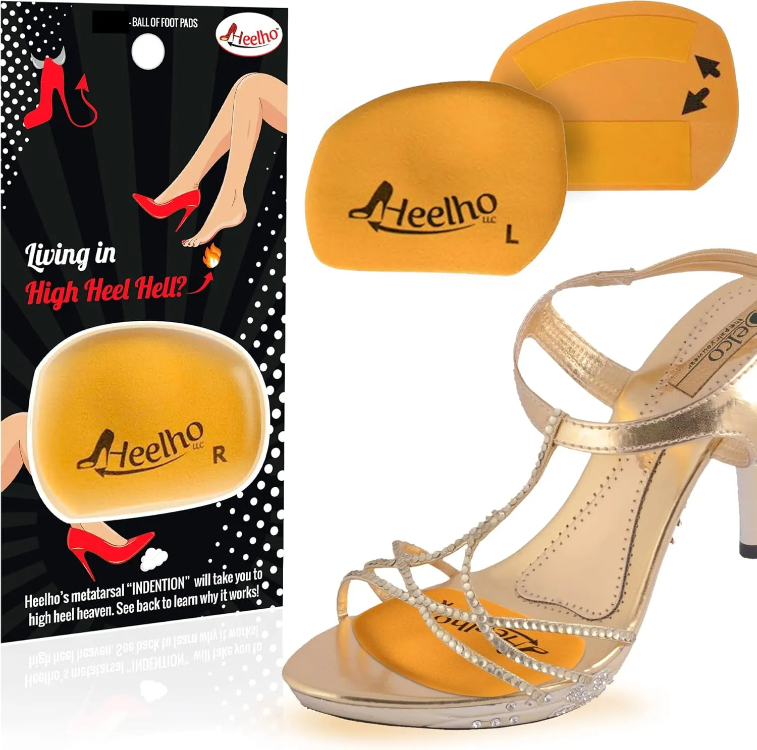 Metatarsal Pads for High Heels - Relieve Pain with Adhesive Shoe Inserts, Ball of Foot Cushions (2 Pads)
