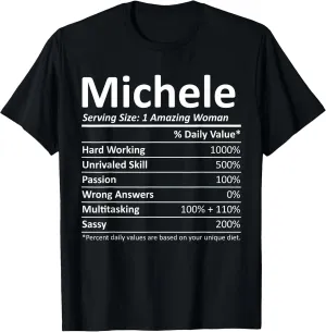 MICHELE Custom Women's Black Small Classic Fit Crew Neck Short Sleeve Letter Print T-Shirt