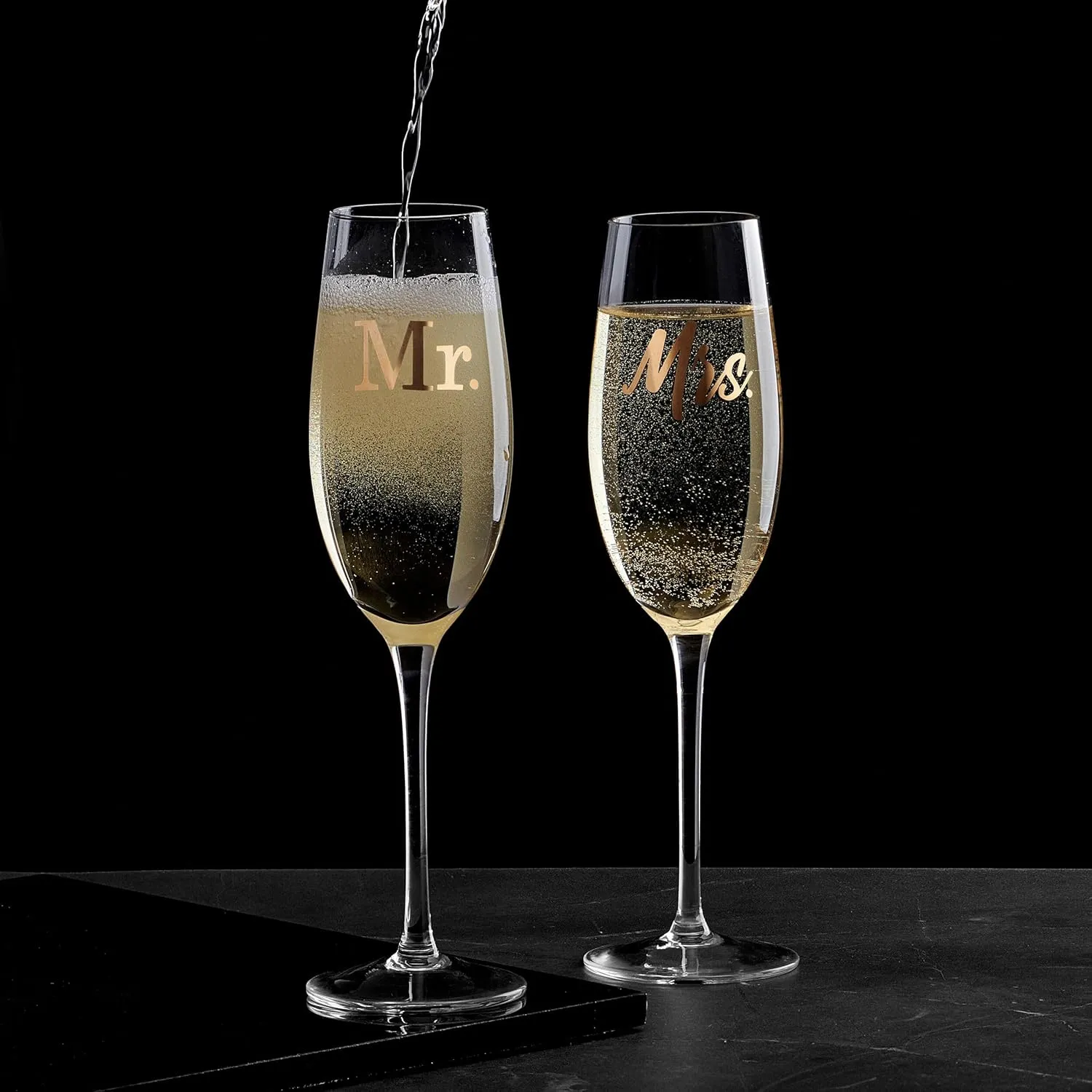 Mikasa Gold Mr. and Mrs. Wedding Anniversary Champagne Toasting Flutes Gift Boxed, Set Of 2, 8 Ounce