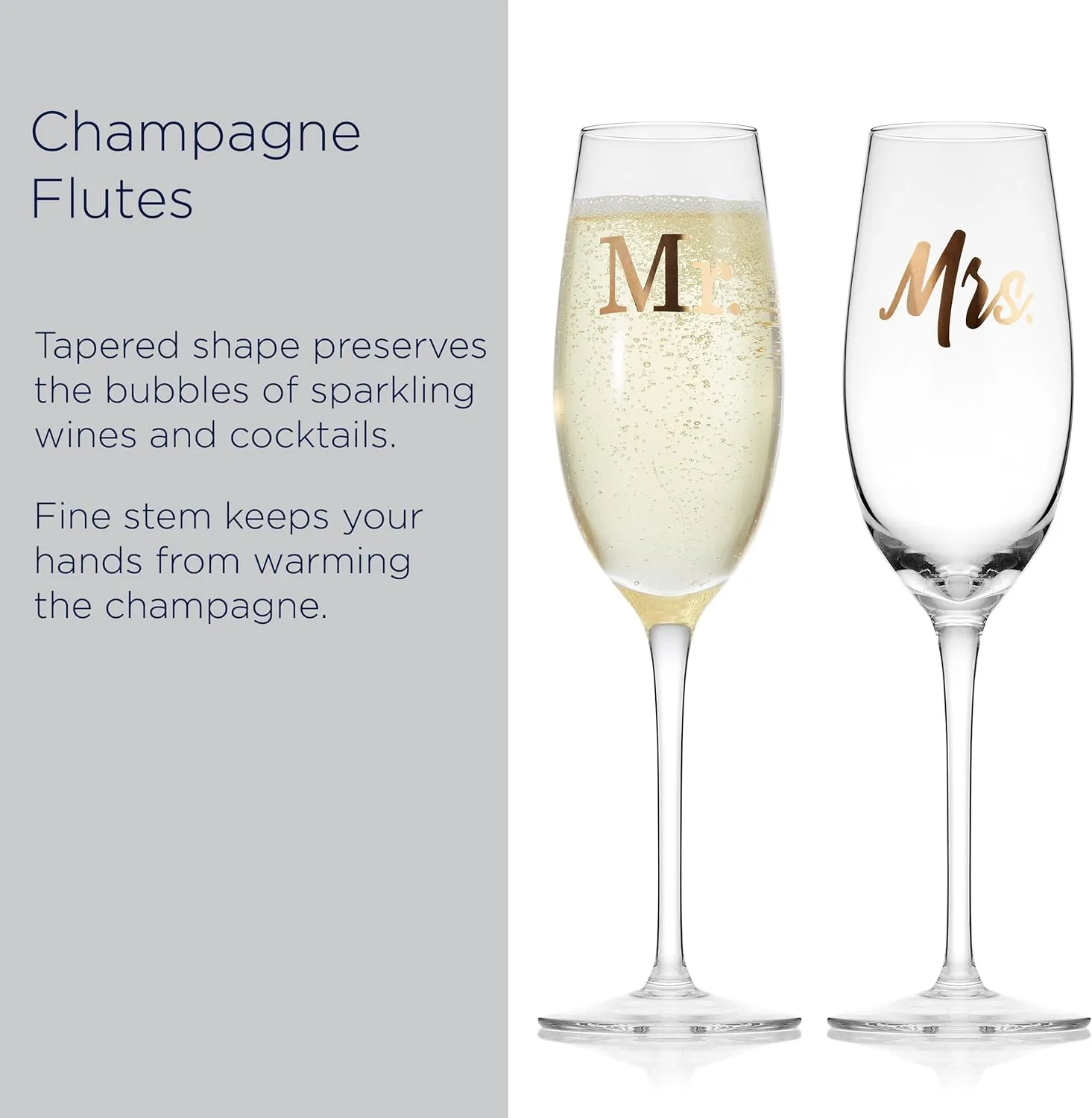 Mikasa Gold Mr. and Mrs. Wedding Anniversary Champagne Toasting Flutes Gift Boxed, Set Of 2, 8 Ounce