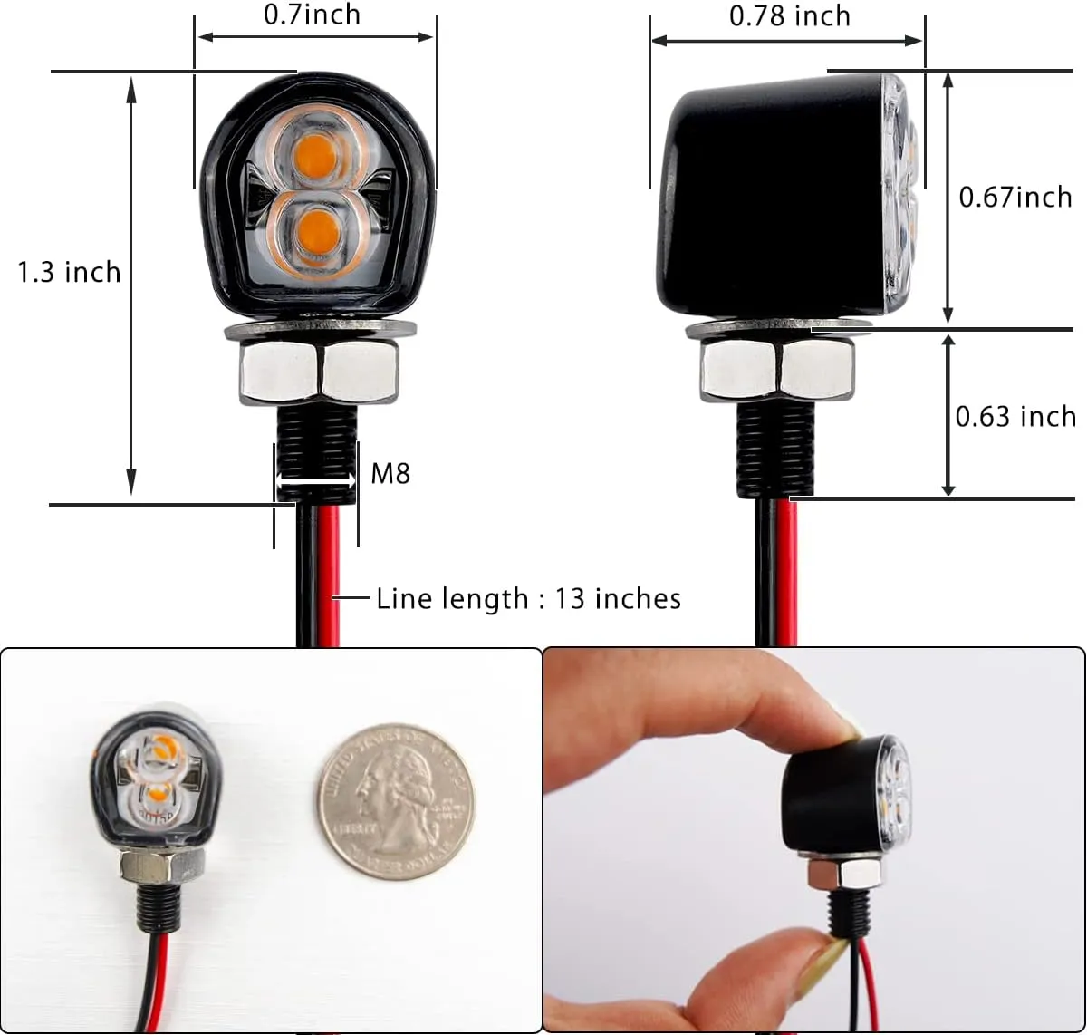 mini led turn signals motorcycle blinkers dirt bike Rear front turn signals universal bullet signal lights suitable for honda harley suziki motorycles (TURN02)
