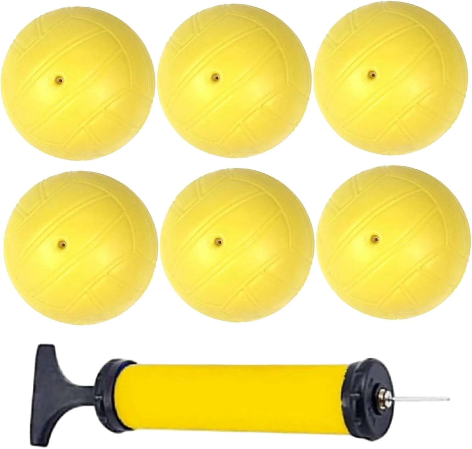 Mini Volleyball 6Pcs 3.5 Inch PVC Yellow Color Mini Volleyball Balls with Inflator for Beach, Swimming Pool, Playground #