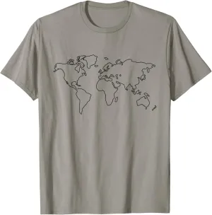 Minimalist Globe World Map T-shirt Travel Traveler Graphic T-Shirt