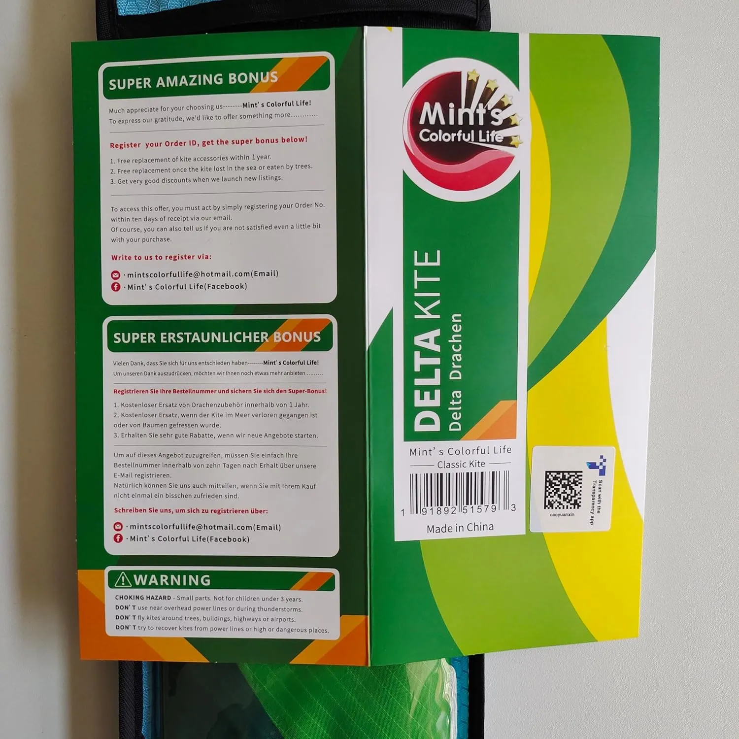 Mint's Colorful Life Delta Kite for Kids & Adults, Extremely Easy to Fly Kite, Best Kites for Beginner