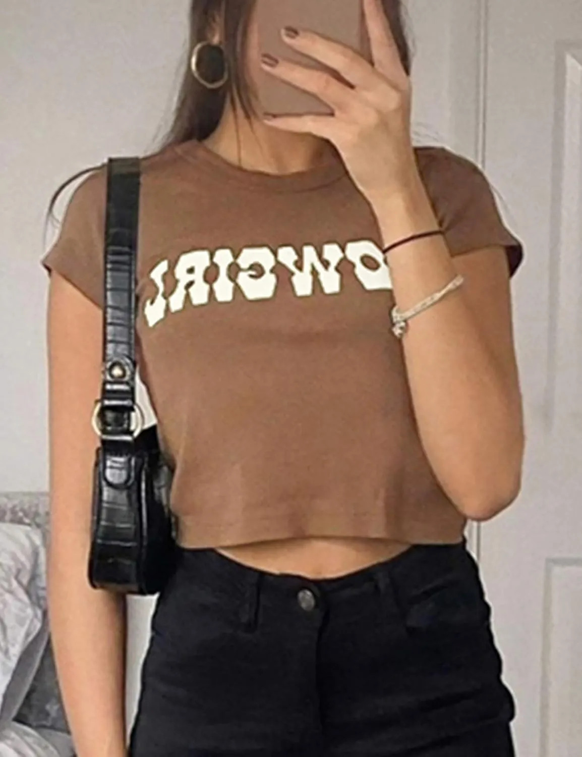 MISSACTIVER Women’s Sexy Vintage Graphic and Letter Print Crop Top Casual Summer Slim Short Sleeve Crop T-Shirt