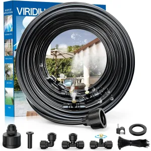 Misting Systems, Misters for Outside Patio, 100FT Misting Cooling System 30 Brass Mister System 2 PE Antioxidant Adapters 3/4" 2 Tee Adapters 2 90 Degree Elbows for Pasture, Garden, Greenhouse, Gazebo