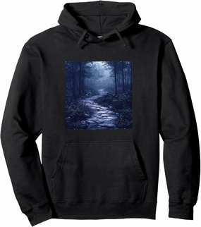 Misty Forest Path Vintage Landscape Graphic Pullover Hoodie