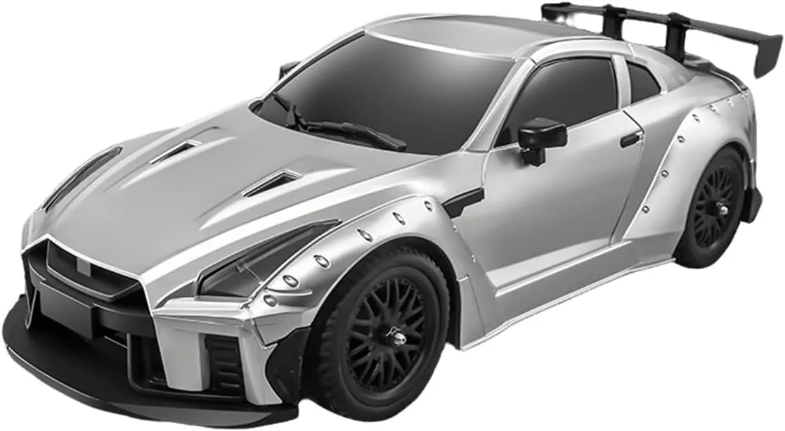 MN-268 RC Drift Car, 1/16 Scale 2.4G Steering Remote Control Car with Dual-Speed Modes, Gyroscope, LED Light, 50m Long Control Range, Ideal Gift for Mini Vehicle Hobbyist (RTR/Silver)