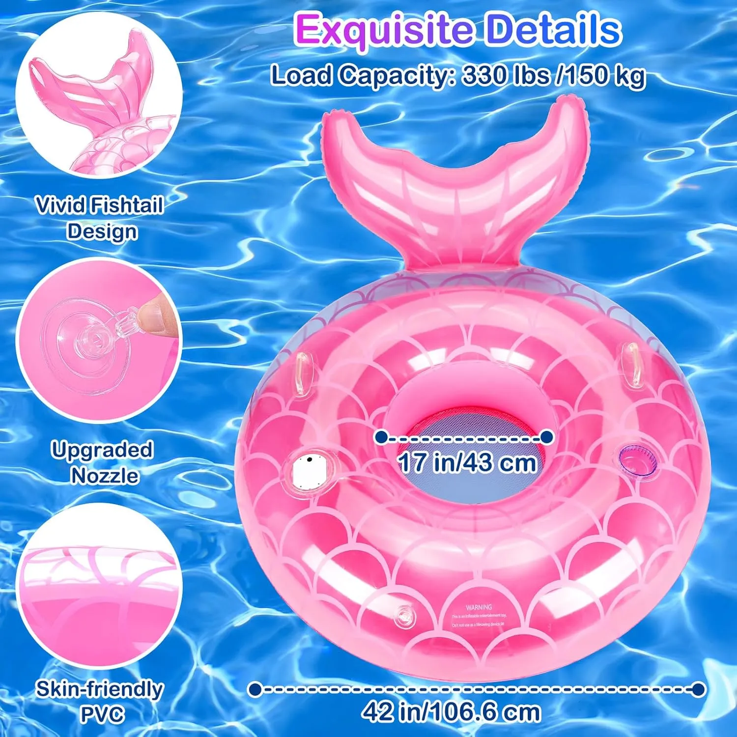 MoKo Inflatable Swimming Ring, Cute Pool Float Tube Decorations Swim Tubes Outdoor Pool Beach Water Floats Party Supplies Floaties