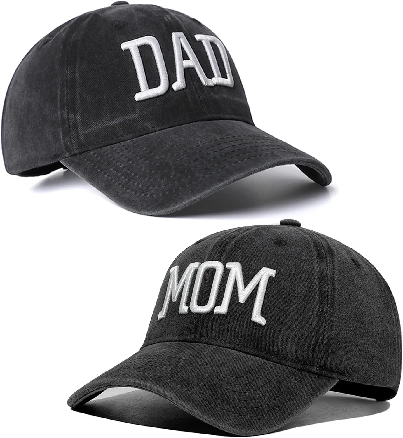 Mom and Dad Hats Set of 2 Pcs Embroidered Adjustable Baseball Caps Gift for Parents Couples Classic Mom Dad Gifts Hat