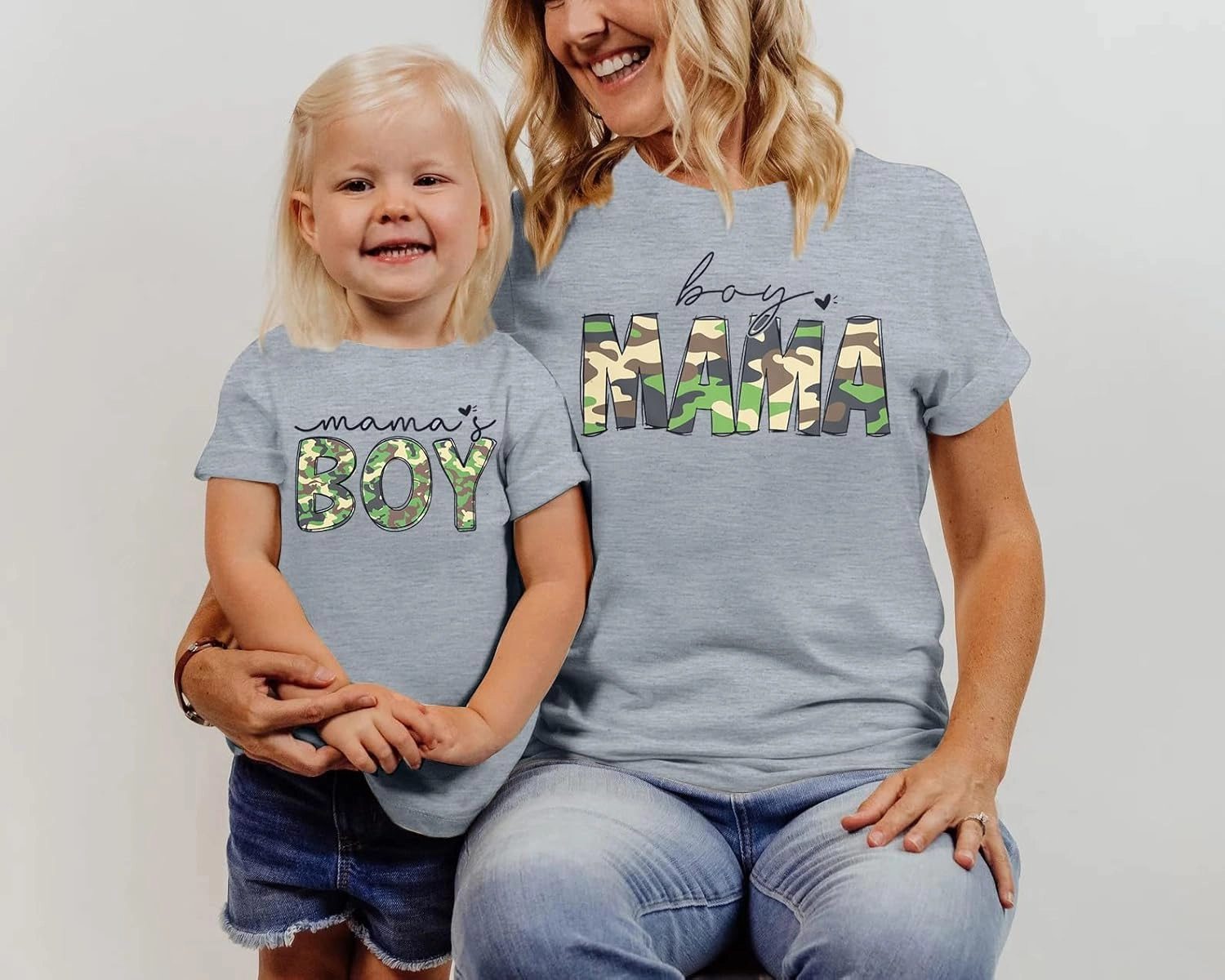 Mom and Son Matching Outfits Mama and Mama's Litter Man Print Shirts Cute Mom and Son Mothers Gifts