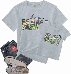Mom and Son Matching Outfits Mama and Mama's Litter Man Print Shirts Cute Mom and Son Mothers Gifts