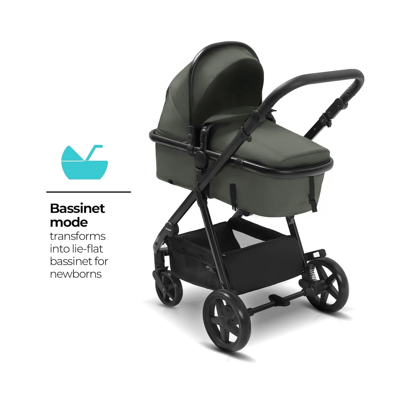 Mompush Meteor2 Baby Stroller 2-in-1 with Bassinet Mode, Compatible with Infant Car Seat Adapter Included, Full-Size Bassinet Strollers for Family Outings
