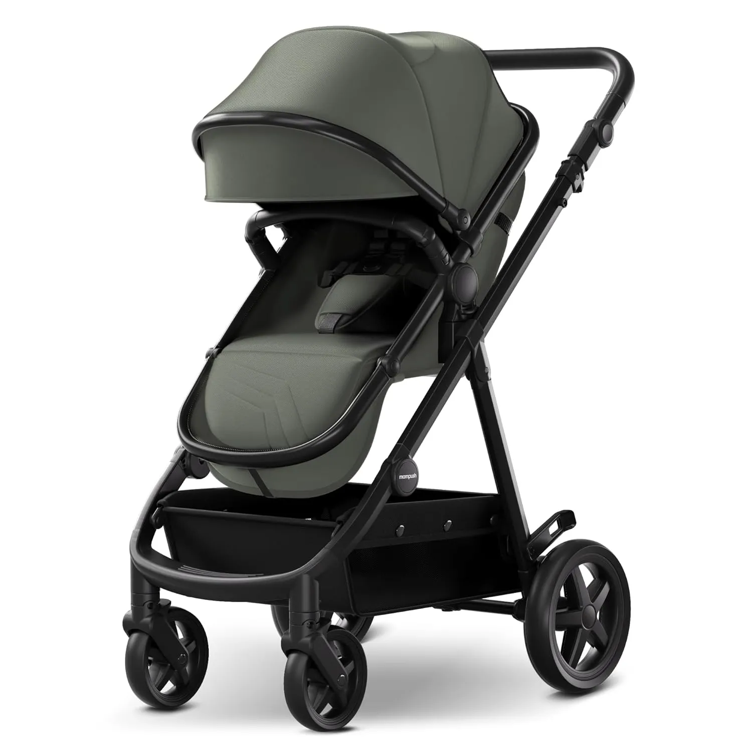 Mompush Meteor2 Baby Stroller 2-in-1 with Bassinet Mode, Compatible with Infant Car Seat Adapter Included, Full-Size Bassinet Strollers for Family Outings