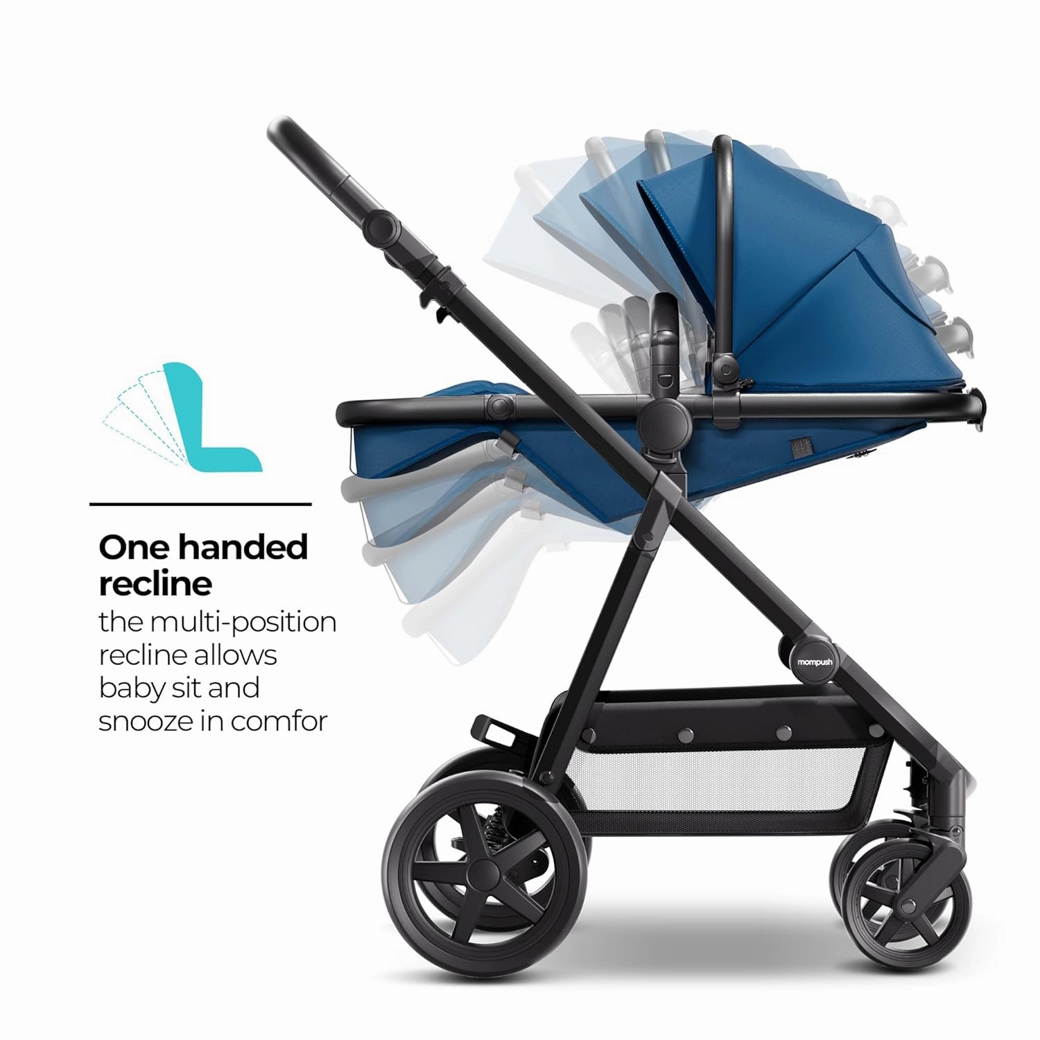 Mompush Meteor2 Baby Stroller 2-in-1 with Bassinet Mode, Compatible with Infant Car Seat Adapter Included, Full-Size Bassinet Strollers for Family Outings