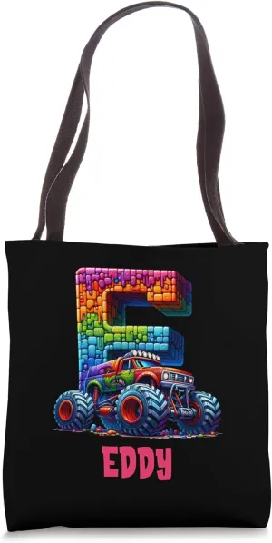 Monster Truck Ride Eddy Halloween Letter Boys Name Tote Bag