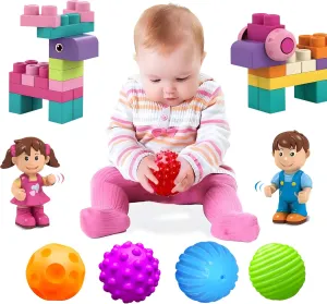 Montessori Baby Balls & Soft Building Blocks Bundle for Babies