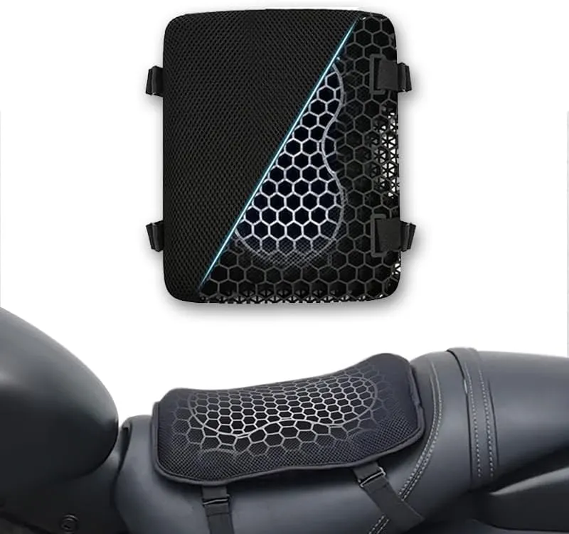 Motorcycle Seat Cushion for Kawasaki Vulcan 900 Classic 2006-2024, 3D Honeycomb Shock Absorbing Seat Pad, Breathable Gel Seat Cushion Comfortable for Motorbike Long Rides