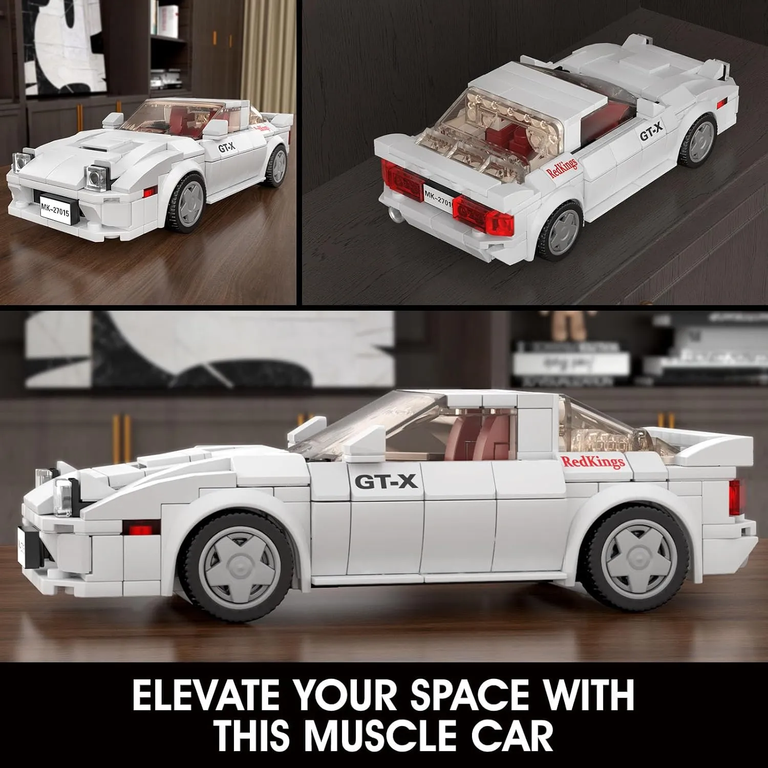 Mould King Speed Champion RX-7 Initial D Building Blocks Set & Display Case,27015 Cars Model Toys Gifts for Teens/Adults/Kids, Creative for Boys Age 8-12 (369Pcs)