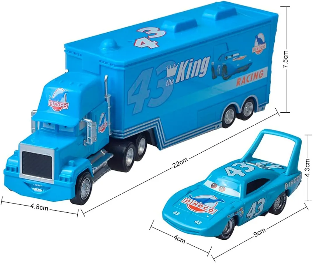 Movie Cars Toys Lightning McQueen Mack Hauler Truck & Racer Speed Racers Metal Toy Car (Trucks, Racing Cars) (Blue (Color))