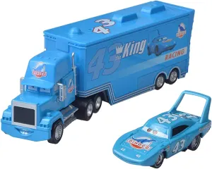 Movie Cars Toys Lightning McQueen Mack Hauler Truck & Racer Speed Racers Metal Toy Car (Trucks, Racing Cars) (Blue (Color))