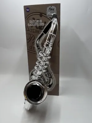 My First Toy Saxafone for Kids in Silver Finish with Standard Keys is a Great Learning Kid Toy Instrument and Teaching Tool for Children Ages 3  BPA Free.