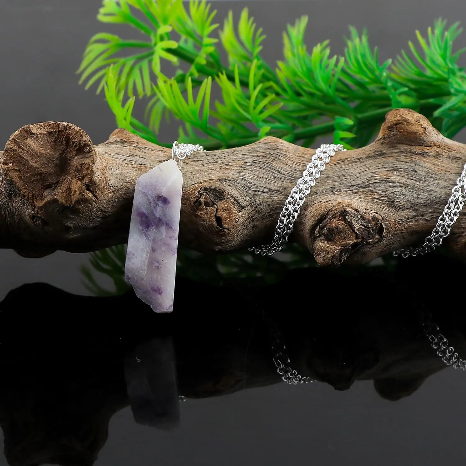 Natural Raw Tiffany Opal Pendant Necklace | Handmade Gemstone Jewelry | Rough Stones | Healing Crystal | Silver Plated Chain | Minimalist Design | Ideal Gift for Birthday