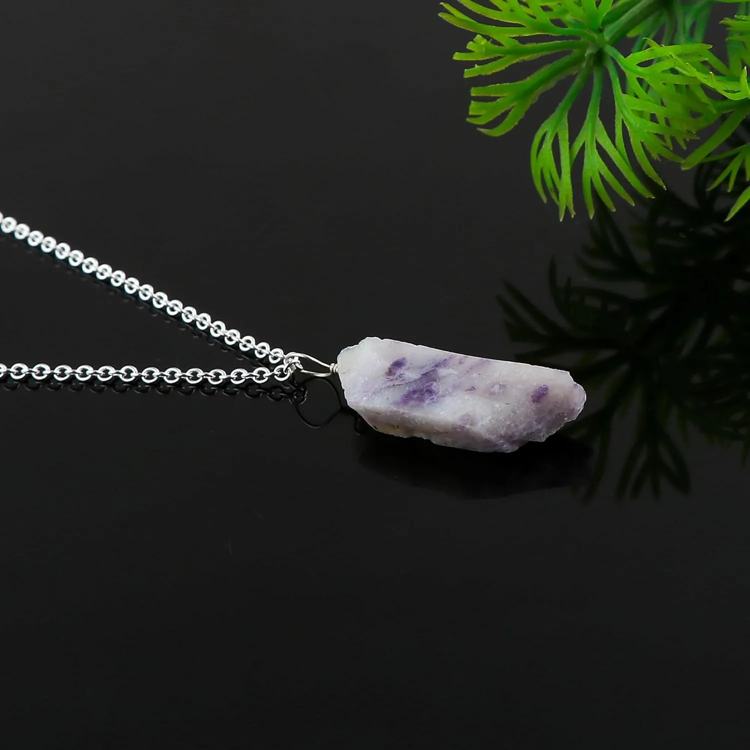 Natural Raw Tiffany Opal Pendant Necklace | Handmade Gemstone Jewelry | Rough Stones | Healing Crystal | Silver Plated Chain | Minimalist Design | Ideal Gift for Birthday