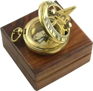 Nautical Brass Sundial Compass – Vintage Design with Gorgeous Shiny Brass Finish for Collectors