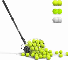 NEEWER Tennis Ball Hopper, 30-58"/77-148cm Telescopic Golf Ball Retriever Pickleball Picker Upper, Rolling Collector Basket Holder Roller for 1.5"-3" Balls, Training Accessories & Equipment, TB01S