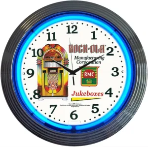 Neonetics Retro Rock-Ola Blue Jukebox Neon Wall Clock, 15-Inch