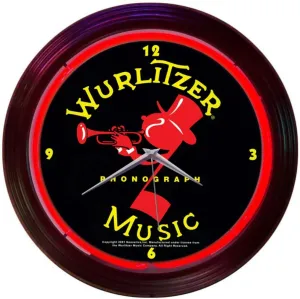 Neonetics Retro Wurlitzer Johnny One Note Red Neon Wall Clock, 15-Inch