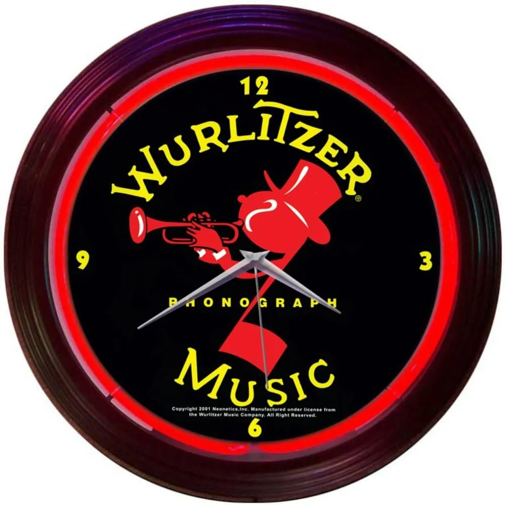 Neonetics Retro Wurlitzer Johnny One Note Red Neon Wall Clock, 15-Inch