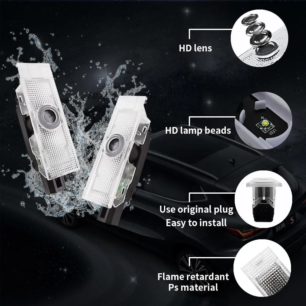 Never Fade Door Lights Logo Projector Ultra-Bright Welcome Step Light Puddle Lights Compatible with Alfa Romeo Stelvio Mito Giulietta Giulia Tonale (White Letter)