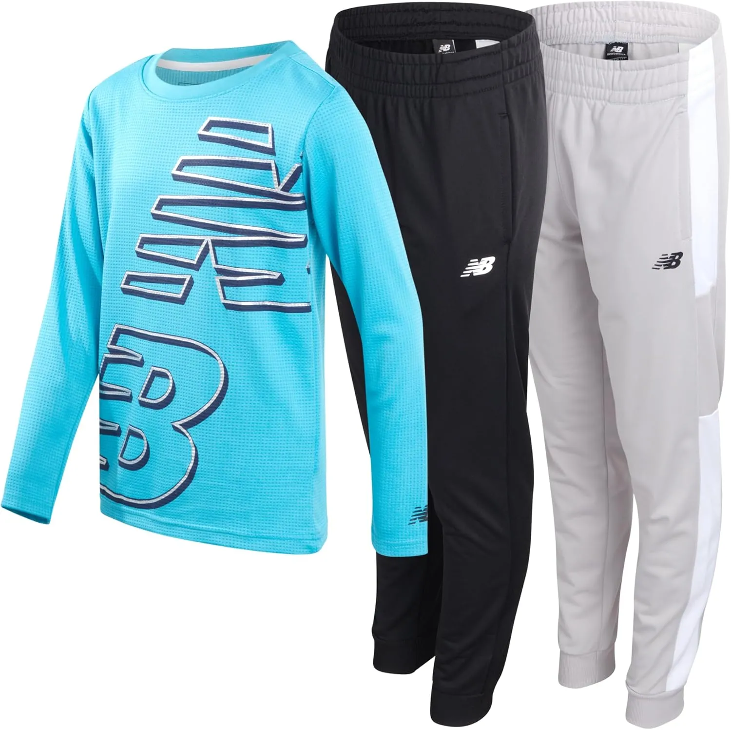 New Balance Boys Tracksuit - 3 Piece Waffle Knit Thermal Shirt and Sweatpants - Active Tricot Jogger Pants Set for Boys, 8-20