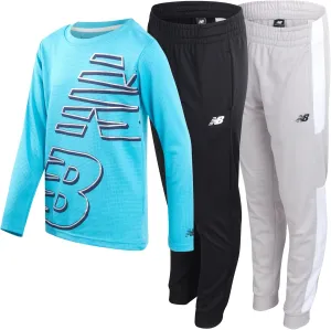 New Balance Boys Tracksuit - 3 Piece Waffle Knit Thermal Shirt and Sweatpants - Active Tricot Jogger Pants Set for Boys, 8-20
