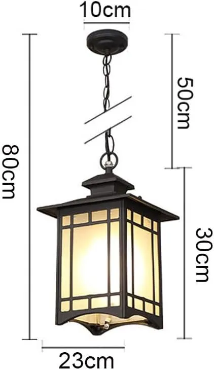 New Chinese Square Glass Lantern Hanging Vintage Aluminum Metal Ceiling Light Ip65 Waterproof Outdoor Chandelier for Aisle Balcony Villa Garden Courtyard Pavilion E27 Perfe/Bronze/26