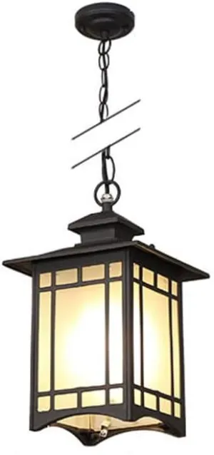 New Chinese Square Glass Lantern Hanging Vintage Aluminum Metal Ceiling Light Ip65 Waterproof Outdoor Chandelier for Aisle Balcony Villa Garden Courtyard Pavilion E27 Perfe/Bronze/26