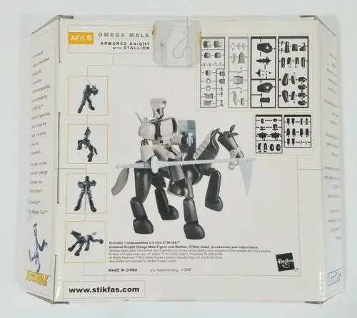 New in box! Stikfas AFK 6 Omega Male Armoured Knight w/Stallion! Comes with 2 figures - Horse and Rider! Ages 8 