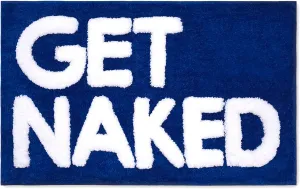 New Mungo Get Naked Bath Mat Blue - Cute Bathroom Rugs, Funny Bath Mat, 31" x 20"