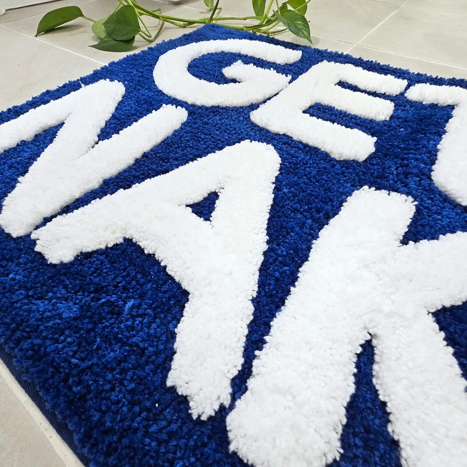 New Mungo Get Naked Bath Mat Blue - Cute Bathroom Rugs, Funny Bath Mat, 31" x 20"