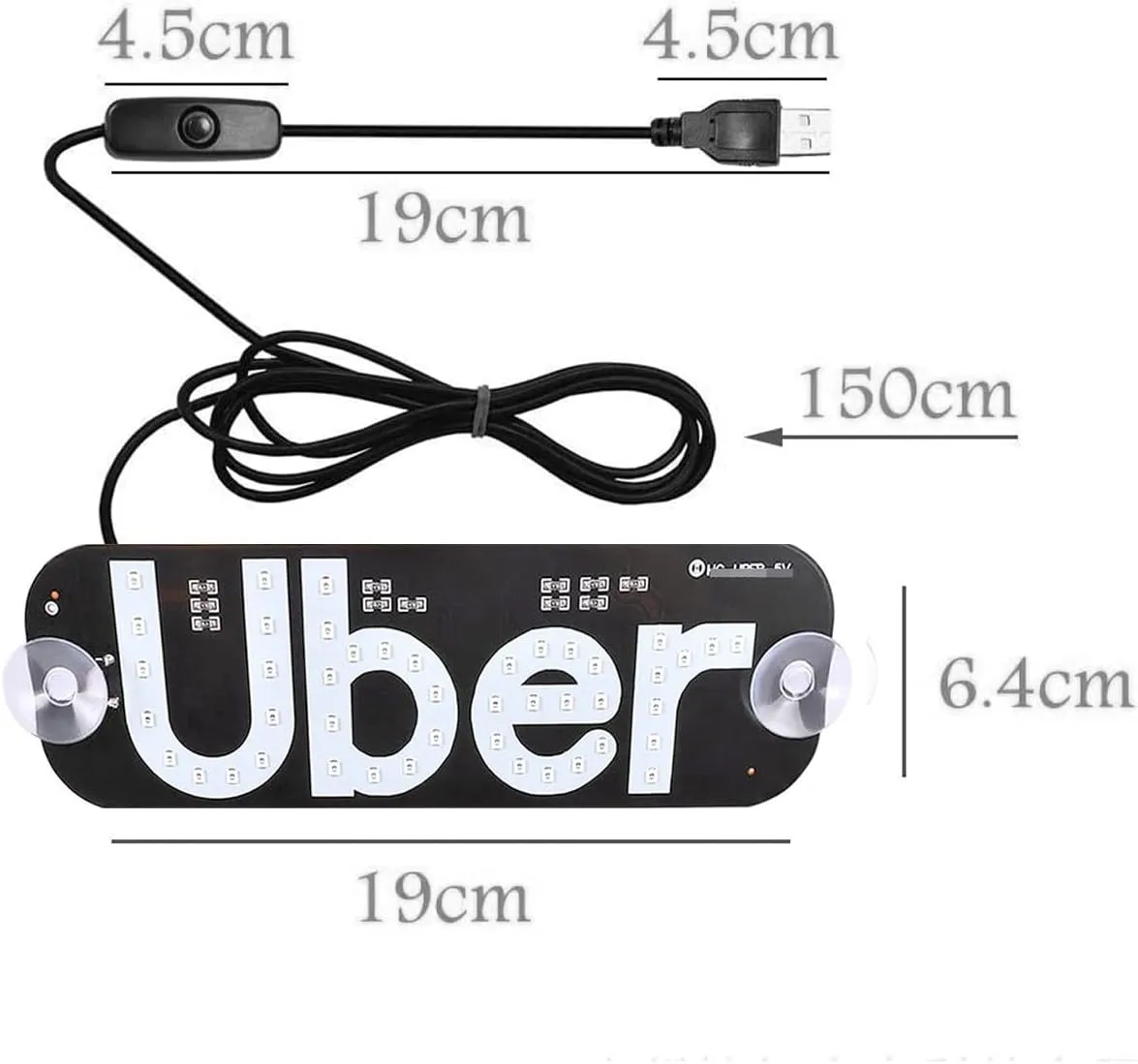 NEW UBER Led Light Signs for Car with USB Plug, Bumper Stickers Taxi Sign Light Windshield, Glow LED Sign Decal Stickers with Suction Cups Flashing Hook on Car Window LED Bright Lights (Green)
