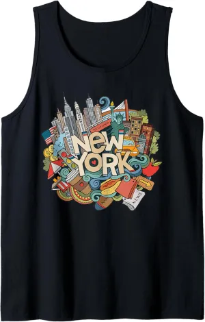 New York City NYC Iconic Skyline Big Apple Gift Souvenir Tank Top