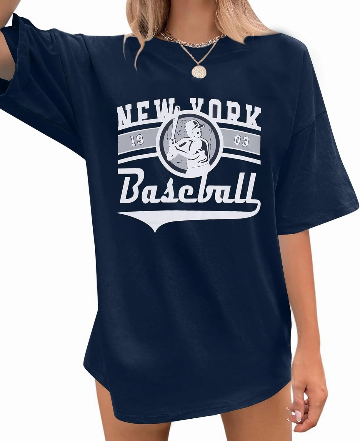New York Baseball Shirt : Women Oversized Baseball Shirts Baseball Graphic Short Sleeve Tee Tops