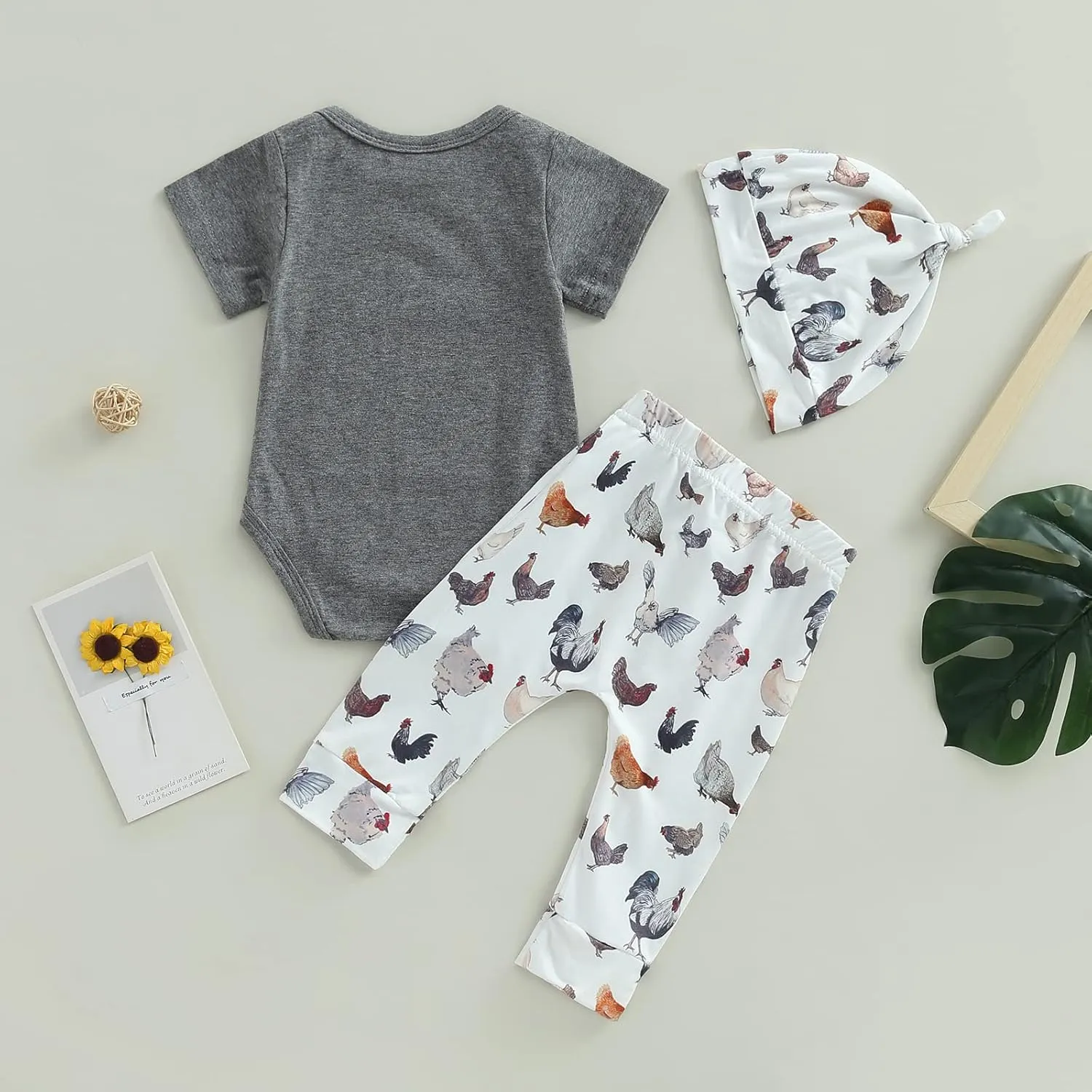 Newborn Baby Boy Farm Outfits Letter Print Romper   Pants   Hat 3PCS Cute Infant Boy's Clothes Set