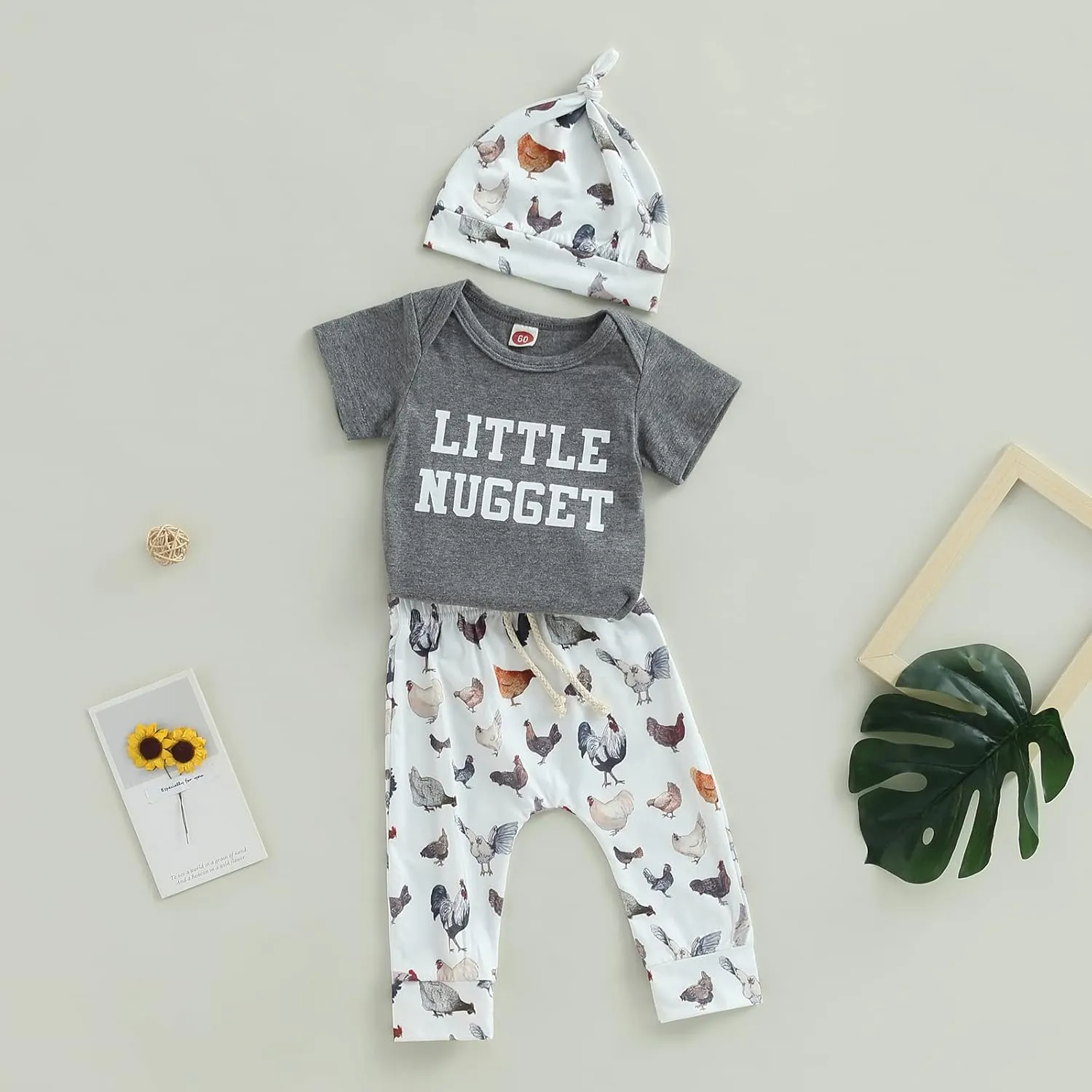 Newborn Baby Boy Farm Outfits Letter Print Romper   Pants   Hat 3PCS Cute Infant Boy's Clothes Set