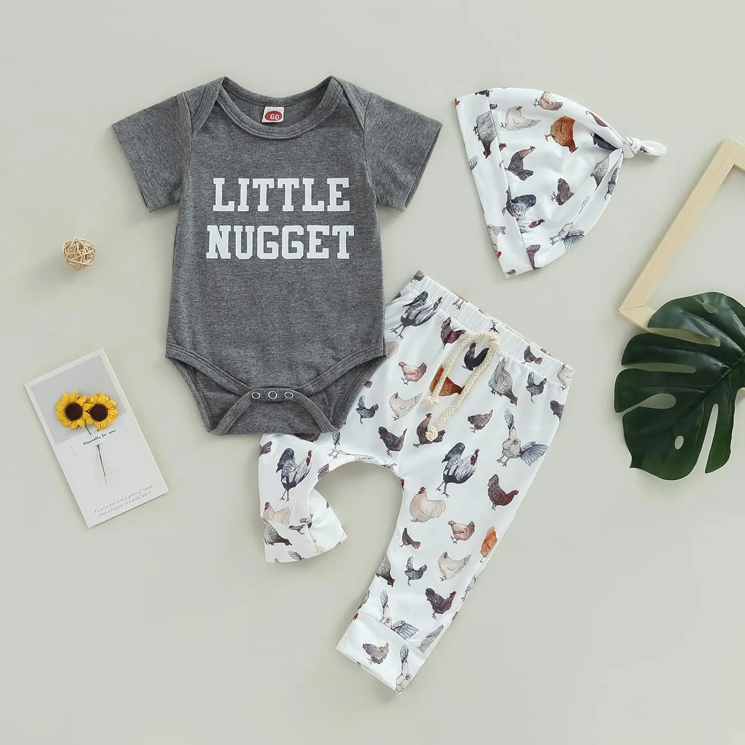 Newborn Baby Boy Farm Outfits Letter Print Romper   Pants   Hat 3PCS Cute Infant Boy's Clothes Set
