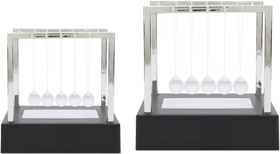 Newtons Cradle Pendulum - Shiny Craft Science Physics Gadget - Colorful Light Ornament for Home and Office - Stress Relief Display(中号)