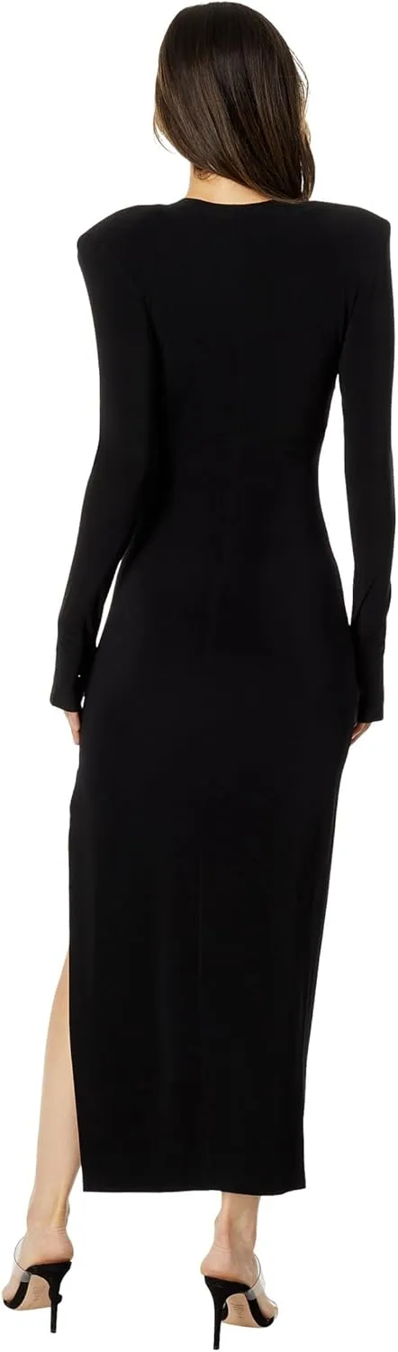 Norma Kamali Women's Long Sleeve Shoulder Pad Side Slit Gown